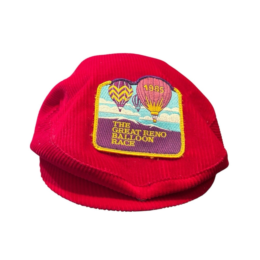 1985 Great Reno Balloon Race Red Corduroy Hat by Don Sales‎ USA Large Vintage
